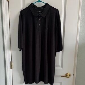 Tommy Bahama Dark Charcoal Polo Shirt for Men with mesh panels at top.
